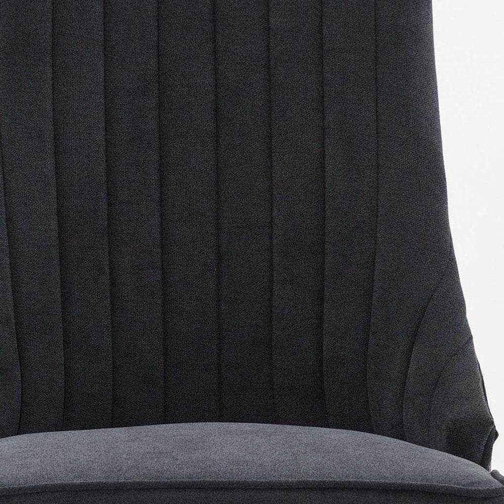 Set of Two Black and Brown Fabric Dining Side Chairs