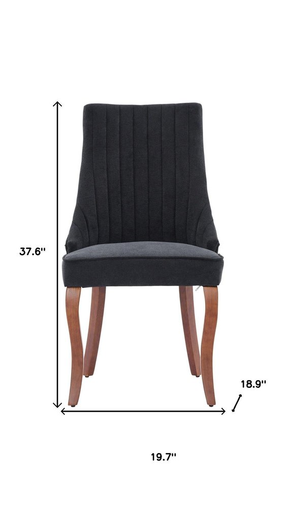 Set of Two Black and Brown Fabric Dining Side Chairs