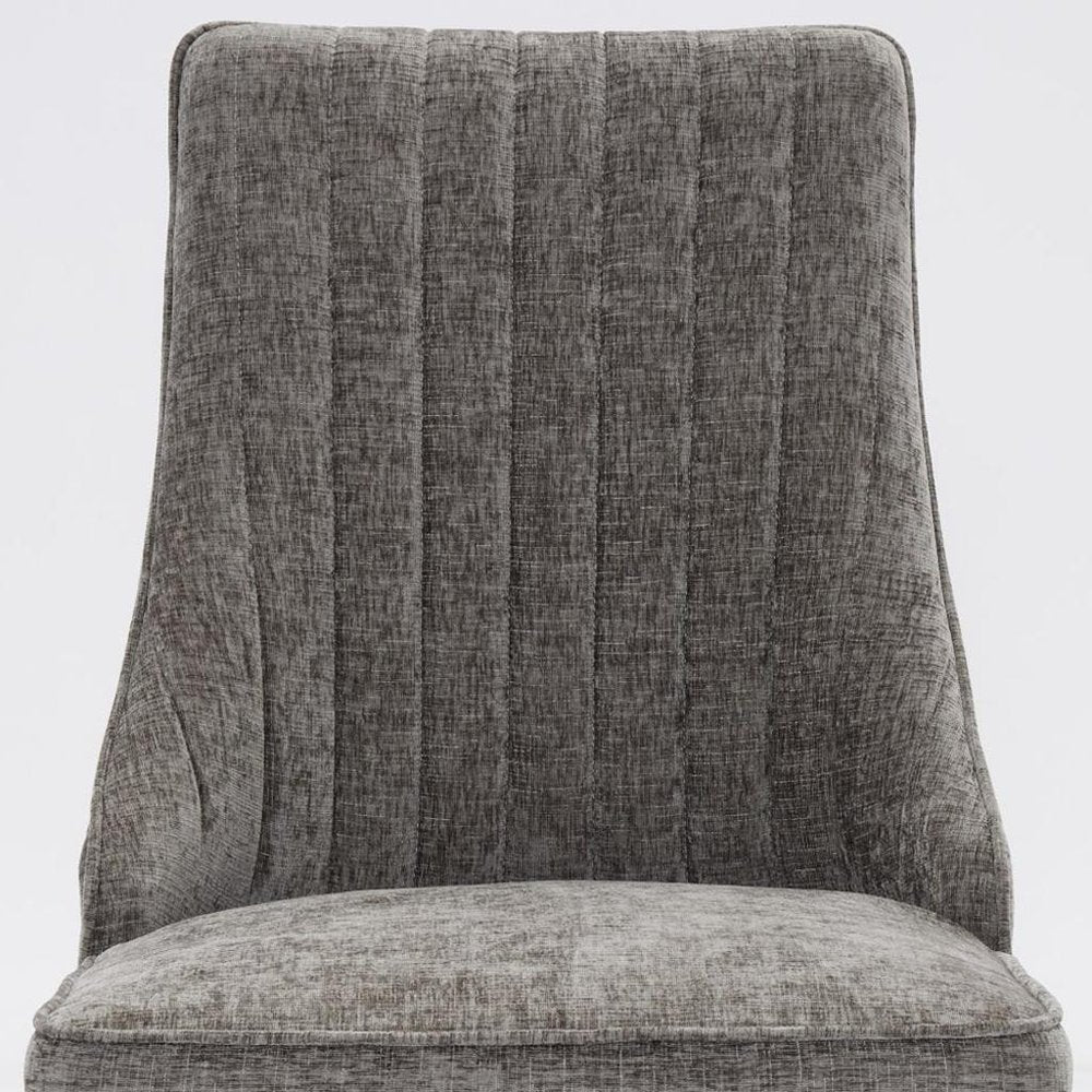 Set of Two Gray and Gold Chenille Dining Side Chairs