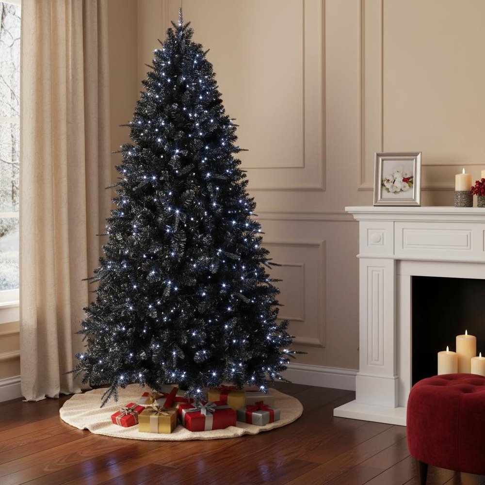 5' Black Pre Lit Full Spruce Christmas Tree