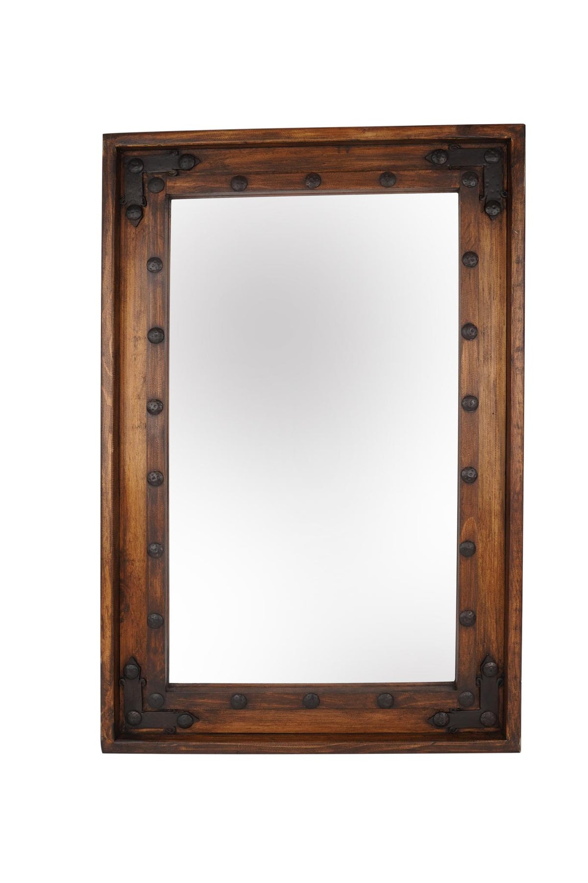 35" Brown Solid Wood Rustic Framed Accent Mirror