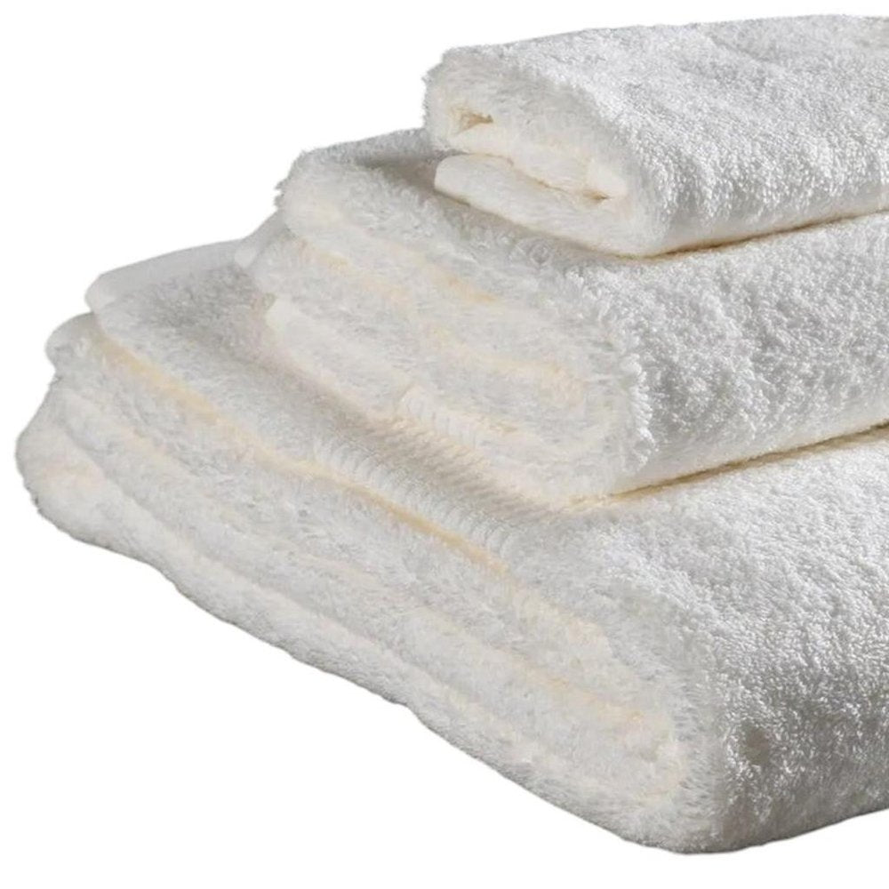 Set of Three White Cotton Quick Dry Terry Cloth Towels