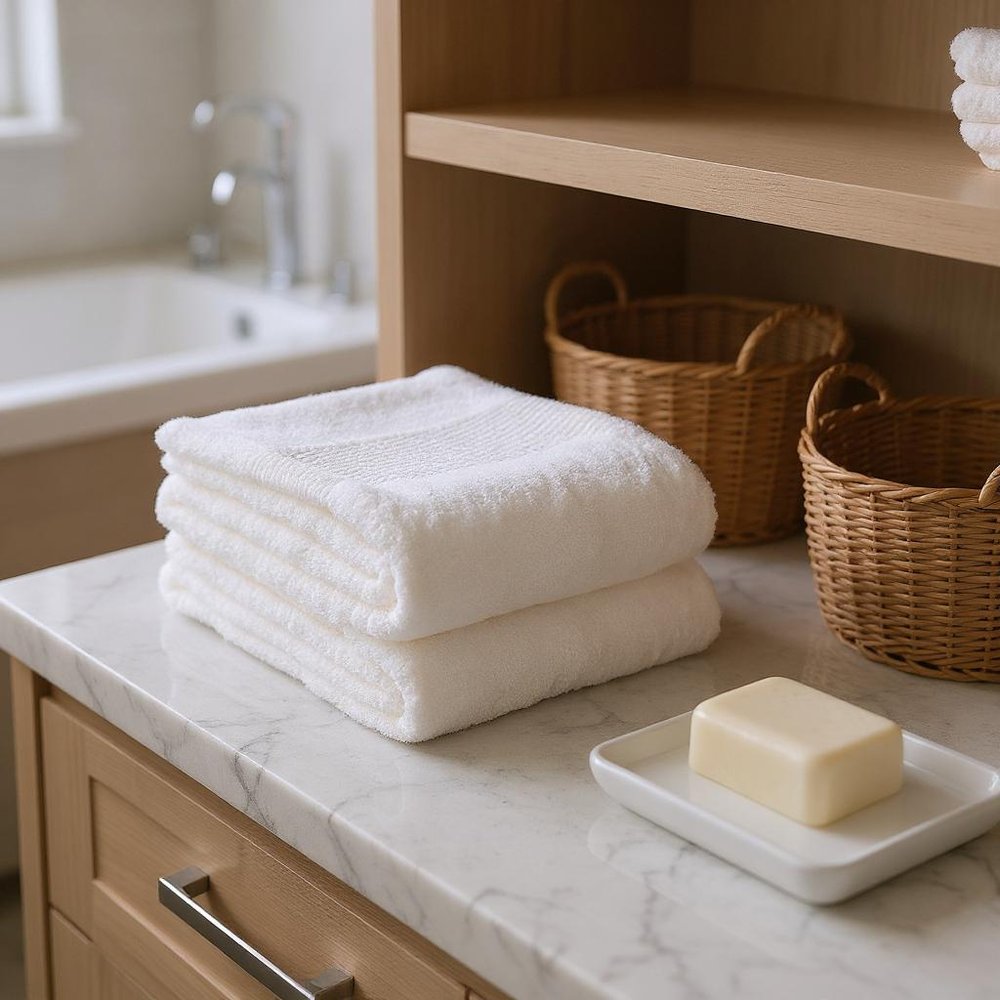 Set of Two White Cotton 30" X 54" Quick Dry Terry Cloth Bath Towels