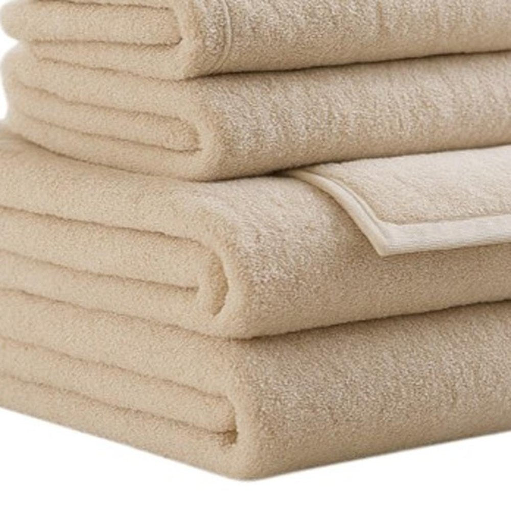 Set of Six White Cotton Quick Dry Terry Cloth Towels