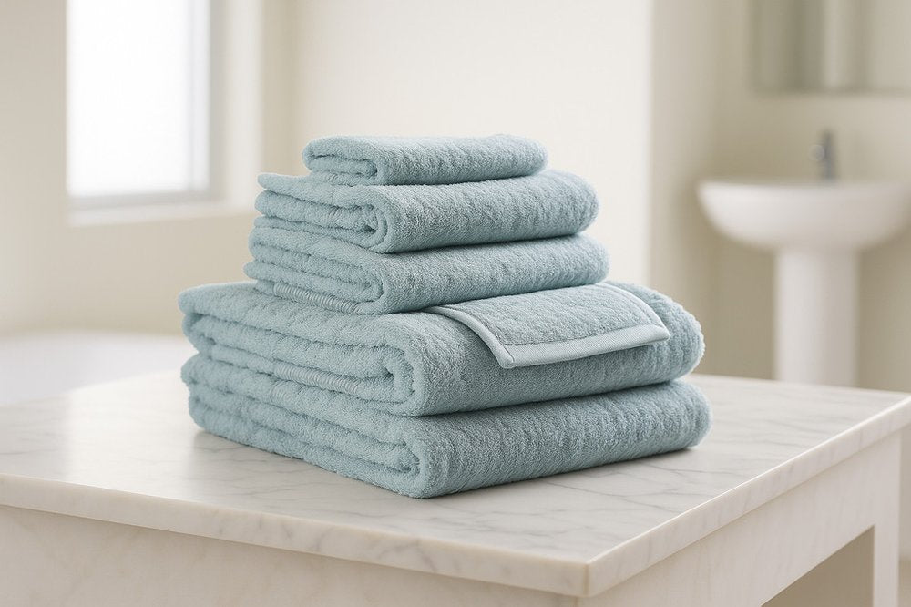 Set of Six White Cotton Quick Dry Terry Cloth Towels