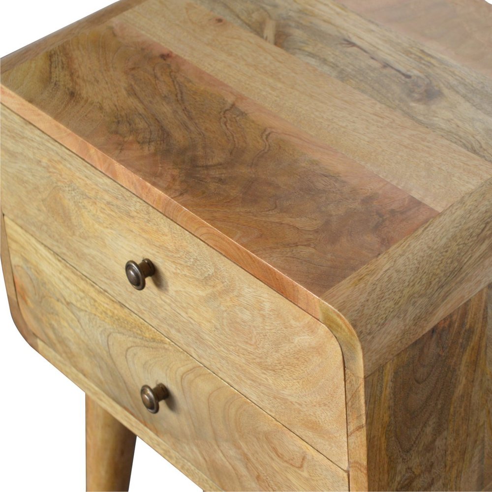 22" Oak Solid Wood Two Drawer Nightstand
