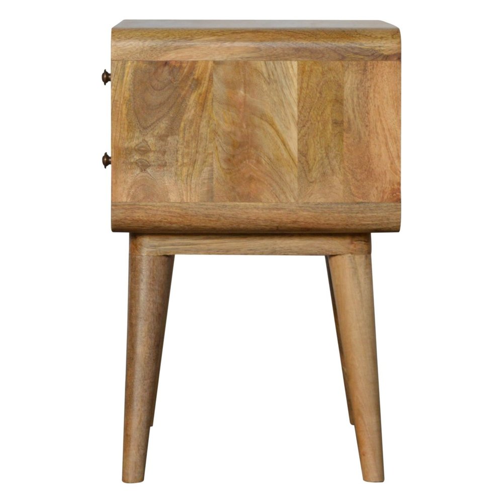 22" Oak Solid Wood Two Drawer Nightstand