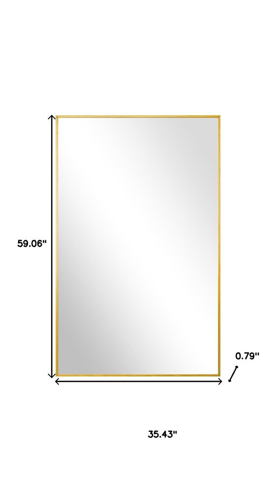 59" Gold Aluminum Leaning Framed Full Length Mirror