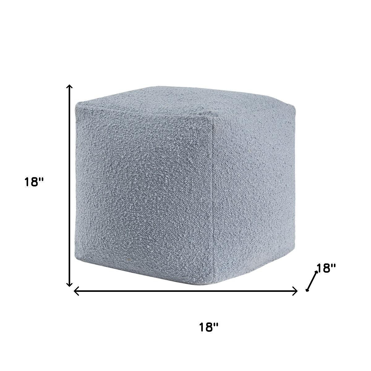 18" Blue Boucle Pouf Ottoman