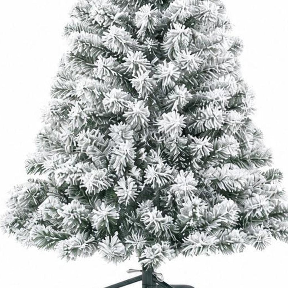 4' White Full Flocked Fir Christmas Tree With Decorations