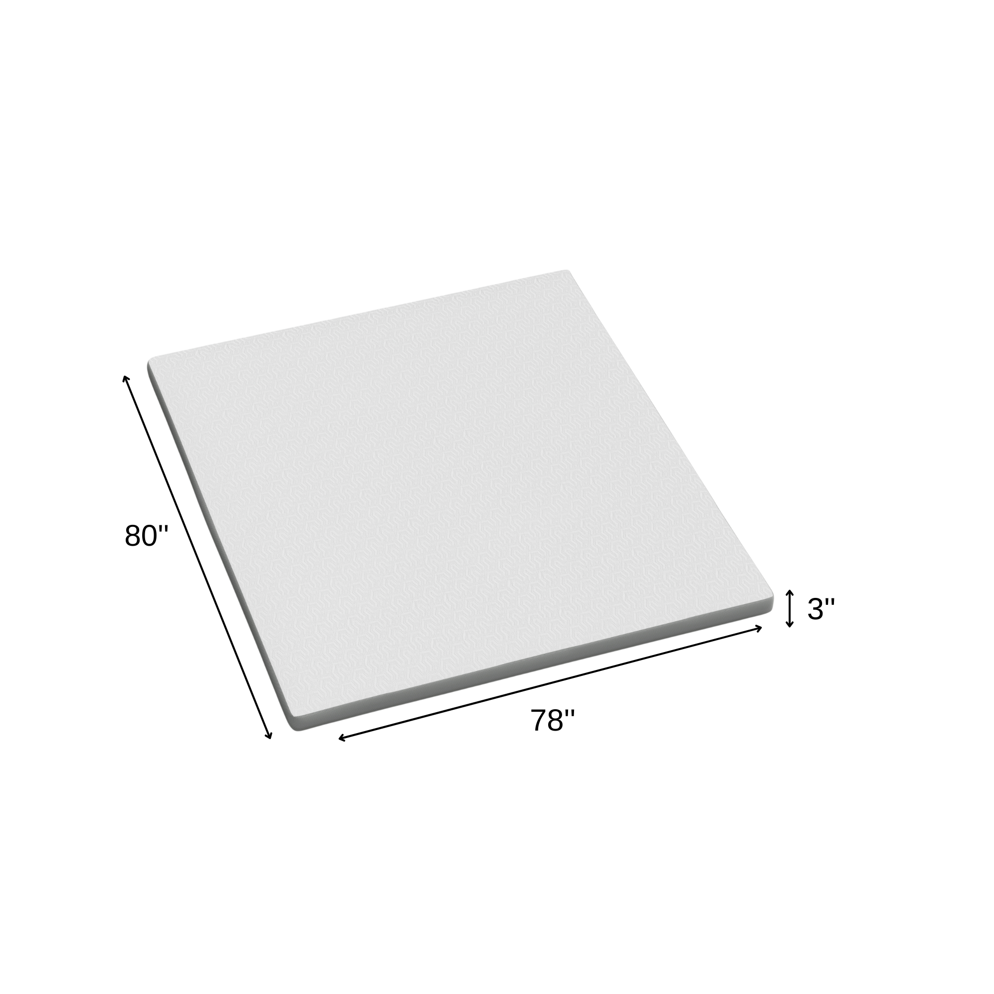 3" White Gel Memory Foam King Mattress Topper