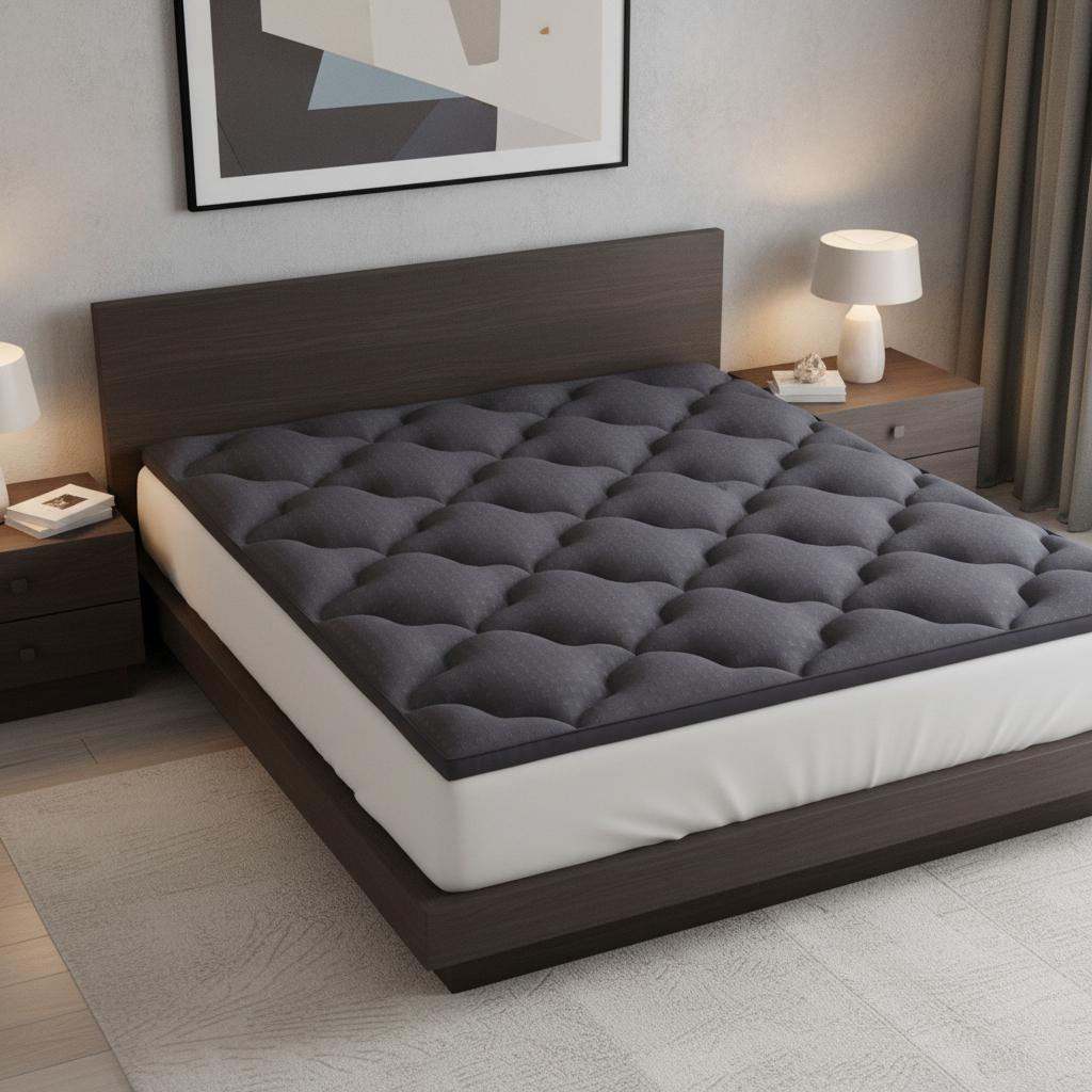 2" Dark Gray Cotton California King Mattress Topper