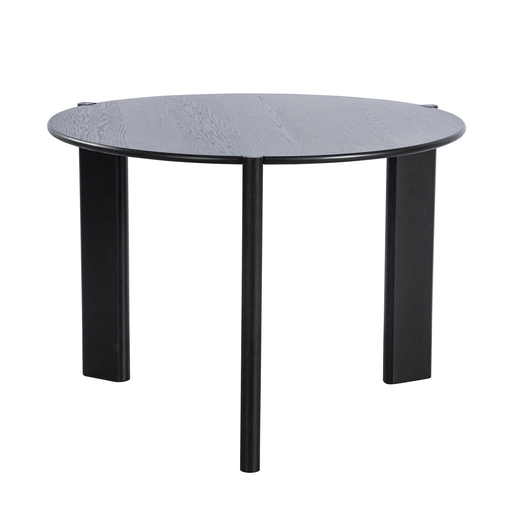 42" Black Solid Wood Three Leg Base Round Top Dining Table