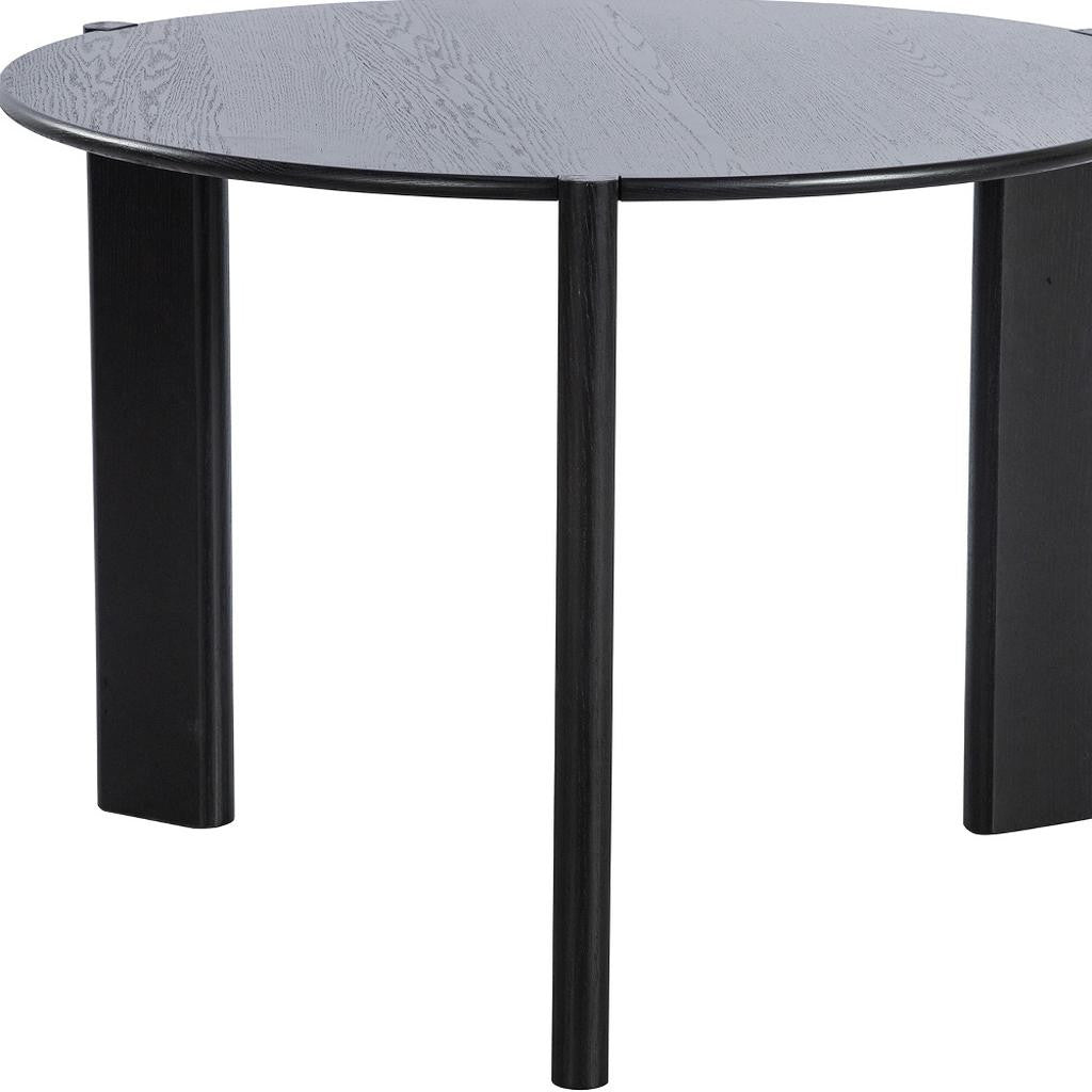 42" Black Solid Wood Three Leg Base Round Top Dining Table
