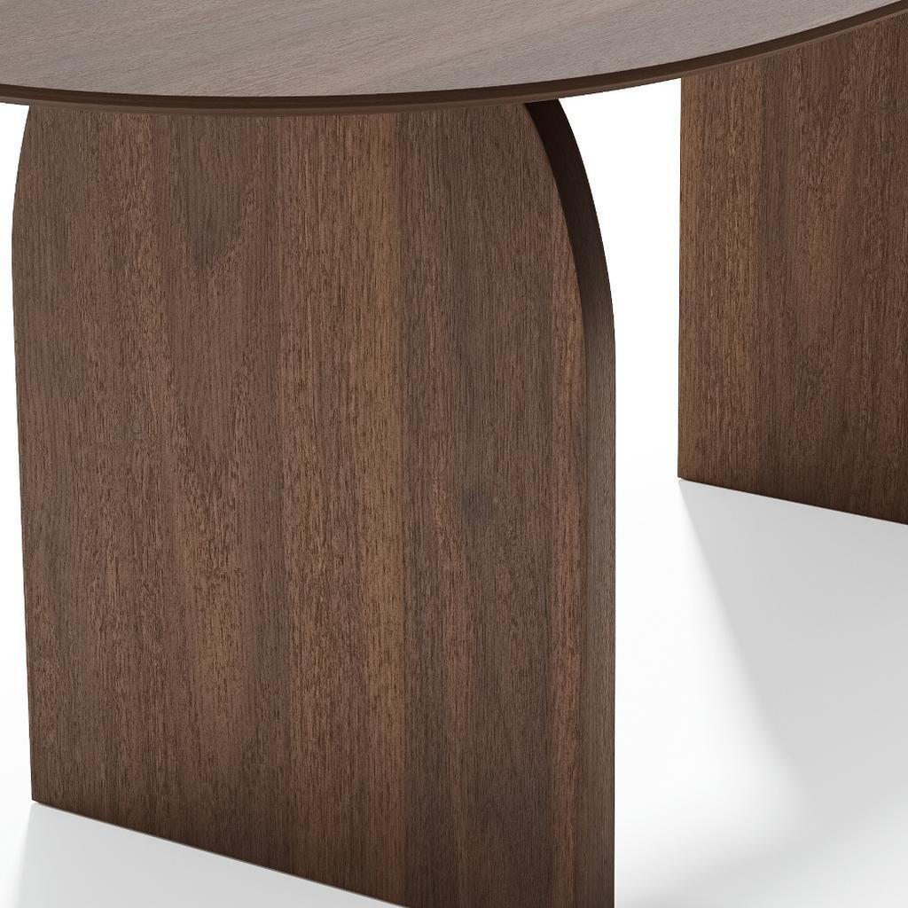 67" Walnut Solid Wood Double Pedestal Base Oval Dining Table