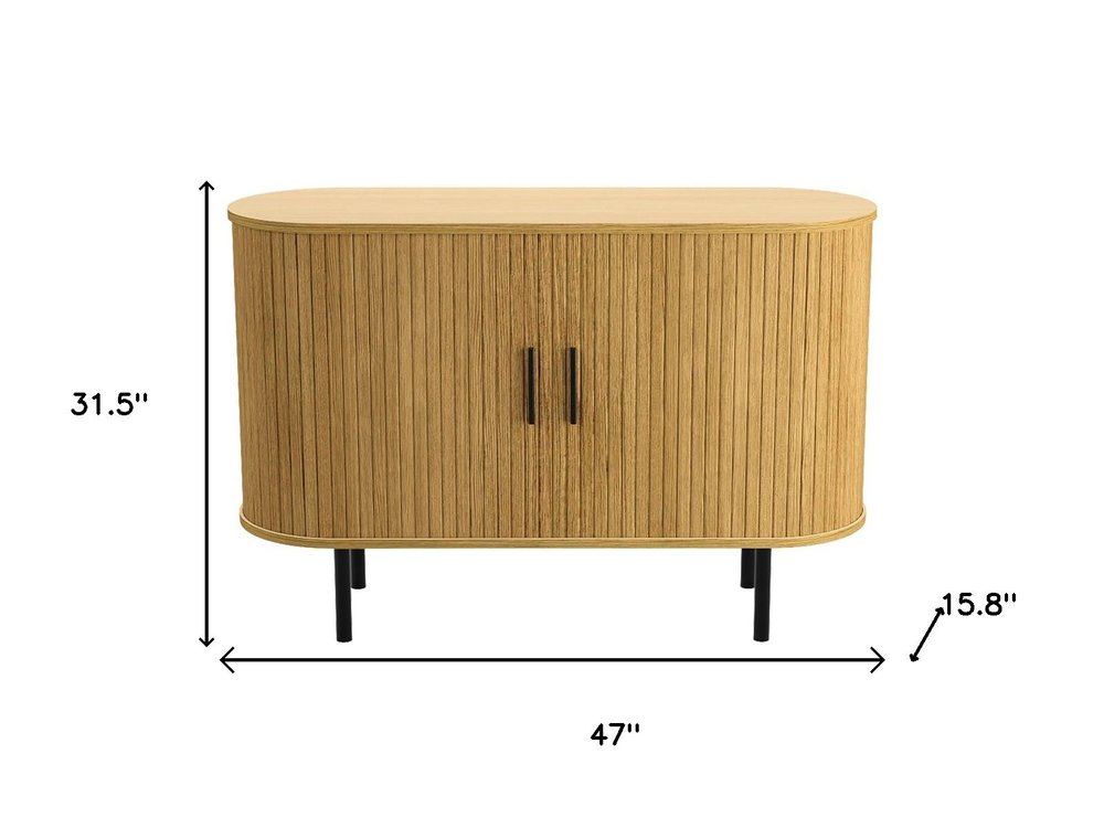 47" Natural Wood Sideboard With Two Sliding Doors