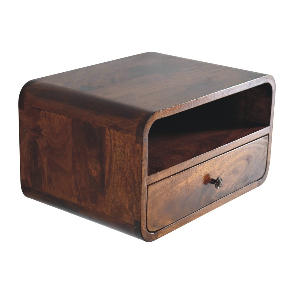 18" Brown Solid Wood One Drawer Floating Nightstand
