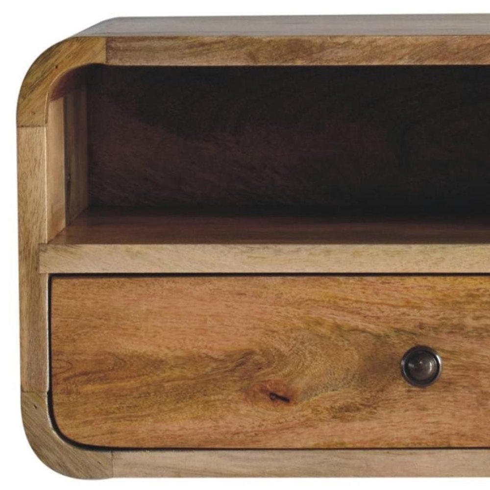 18" Brown Solid Wood One Drawer Floating Nightstand