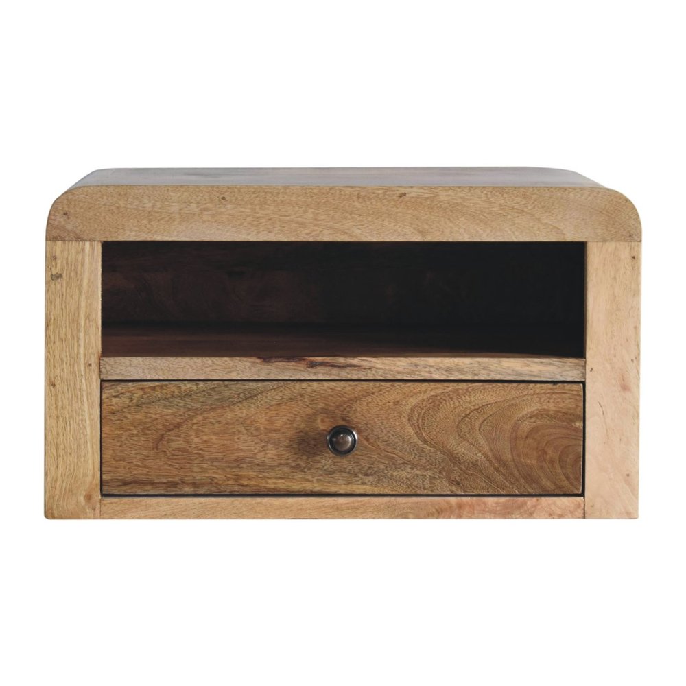 18" Brown Solid Wood One Drawer Floating Nightstand
