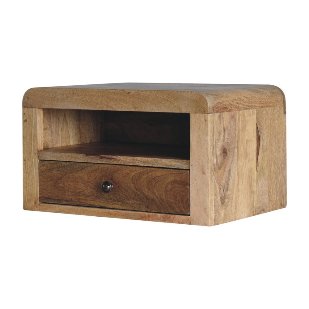 18" Brown Solid Wood One Drawer Floating Nightstand