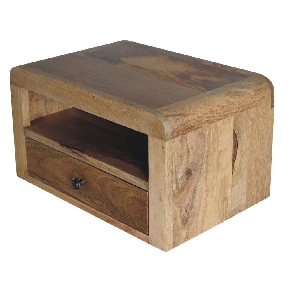 18" Brown Solid Wood One Drawer Floating Nightstand