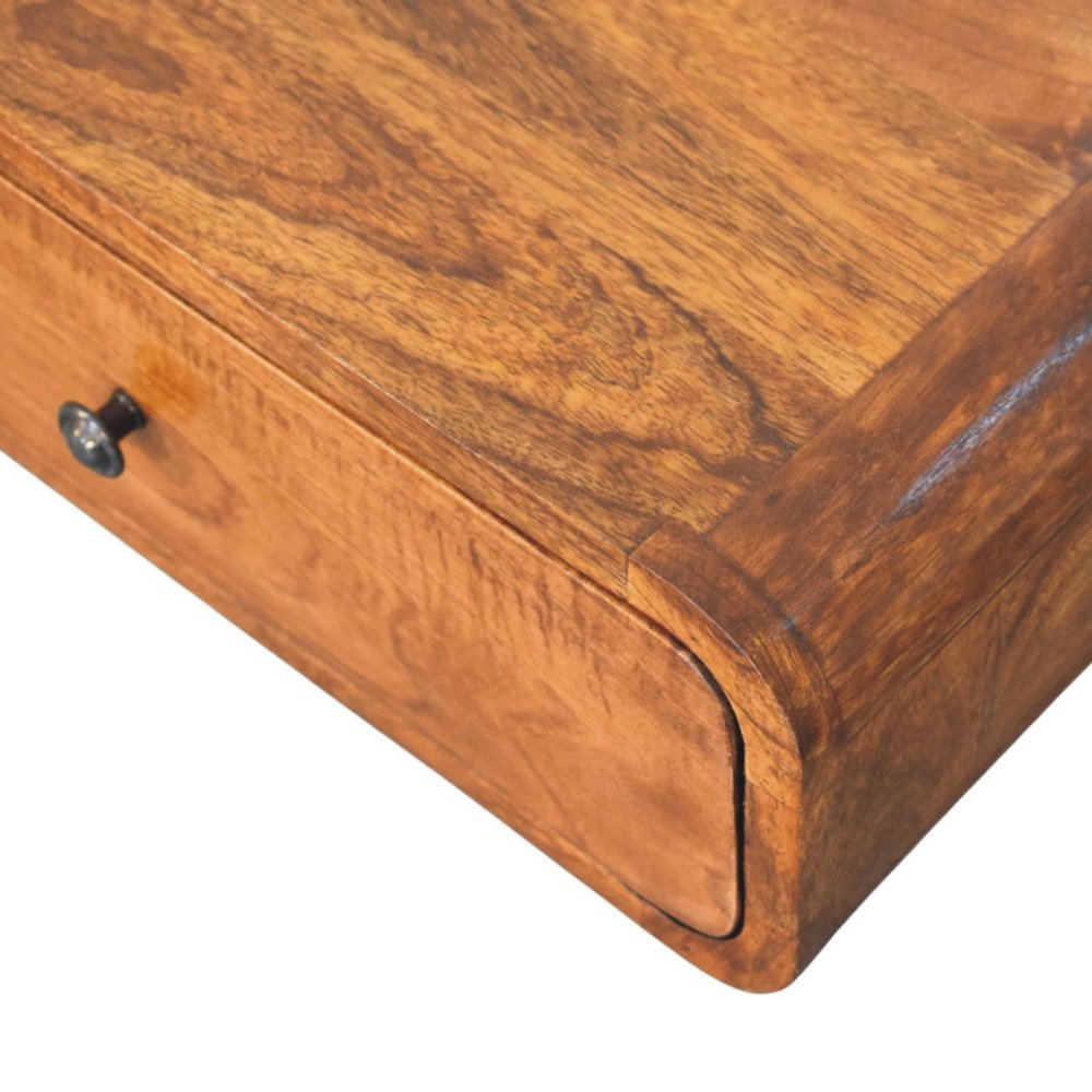 18" Chestnut Solid Wood Distressed One Drawer Floating Nightstand