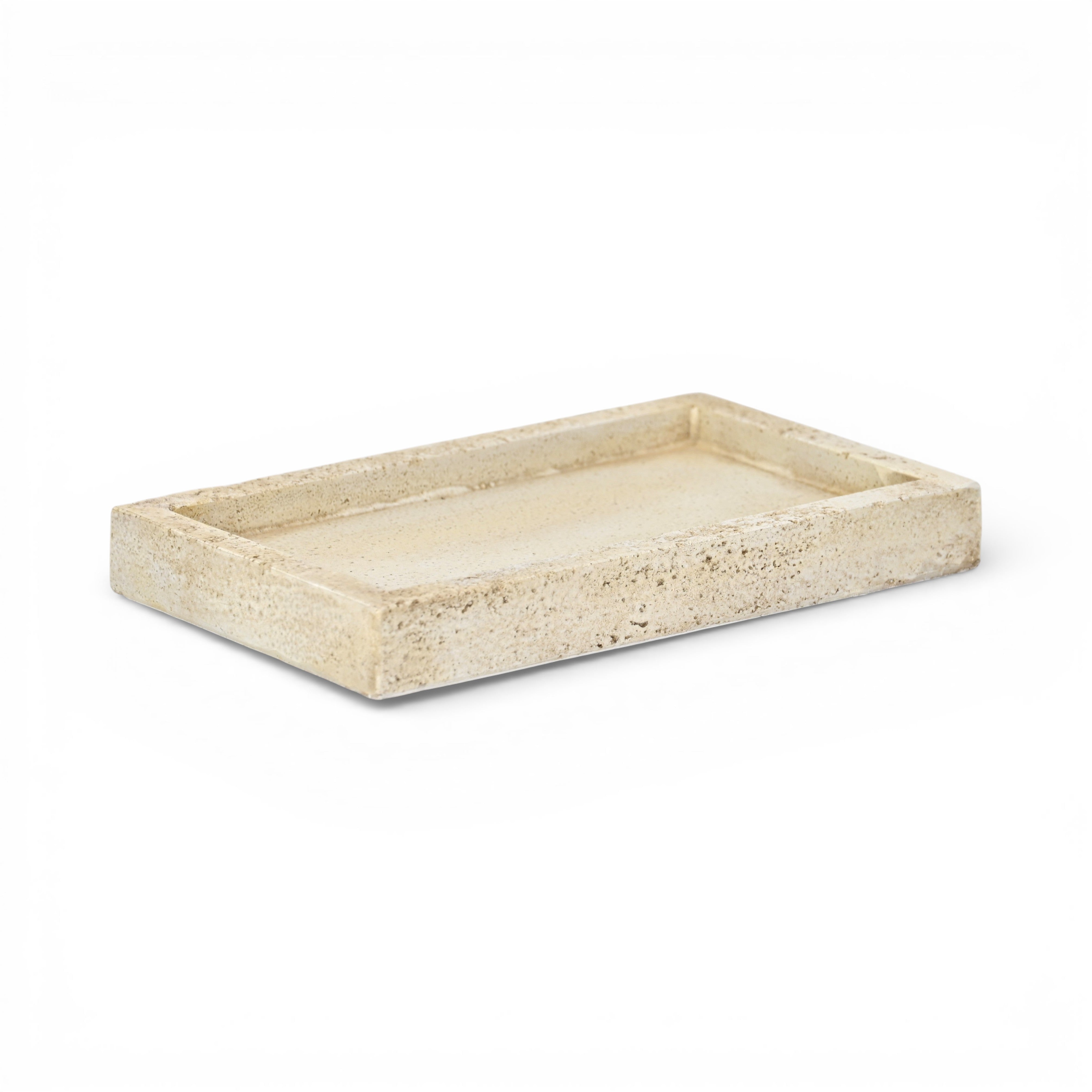 10" Beige Rustic Resin Faux Stone Handmade Trinket Tray