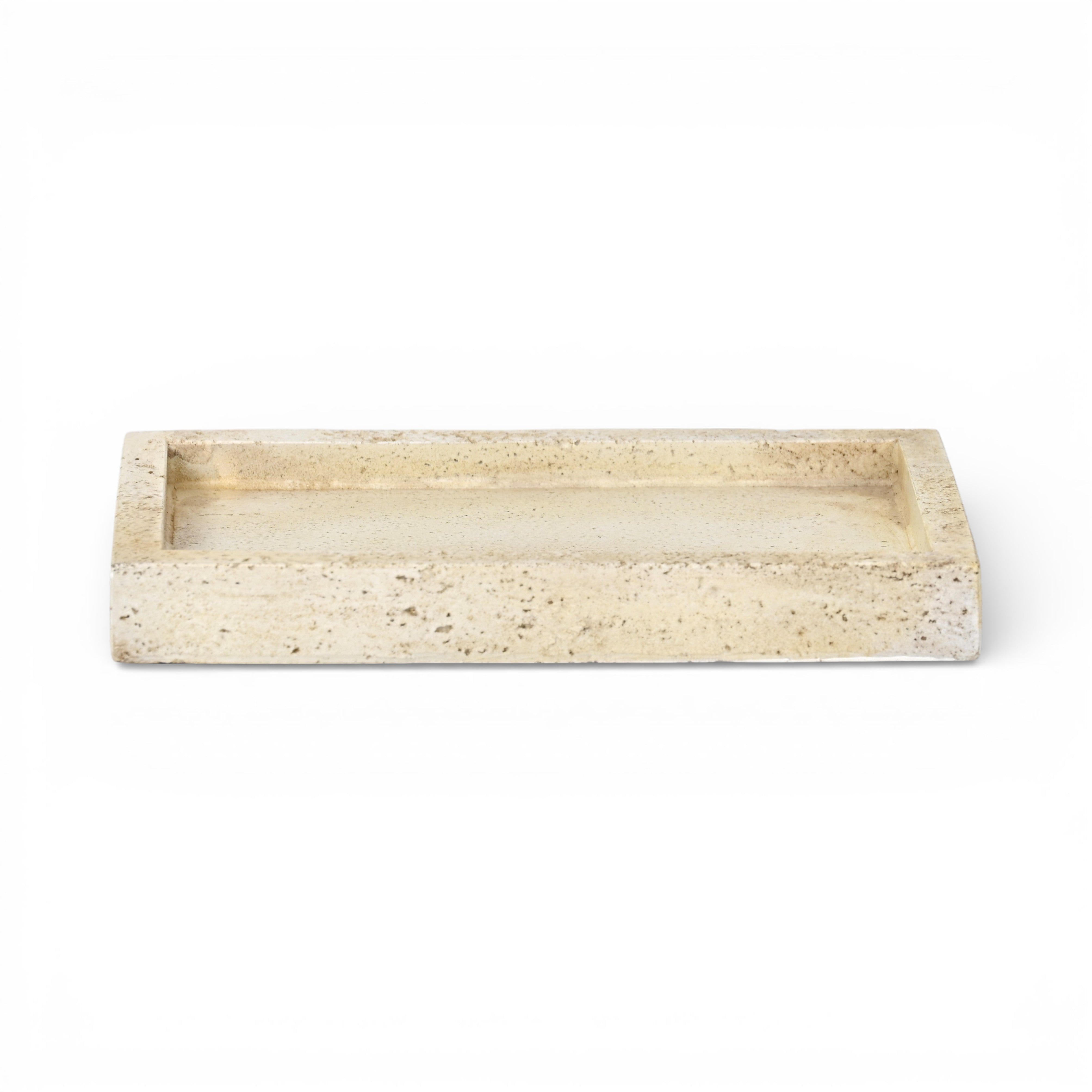 10" Beige Rustic Resin Faux Stone Handmade Trinket Tray