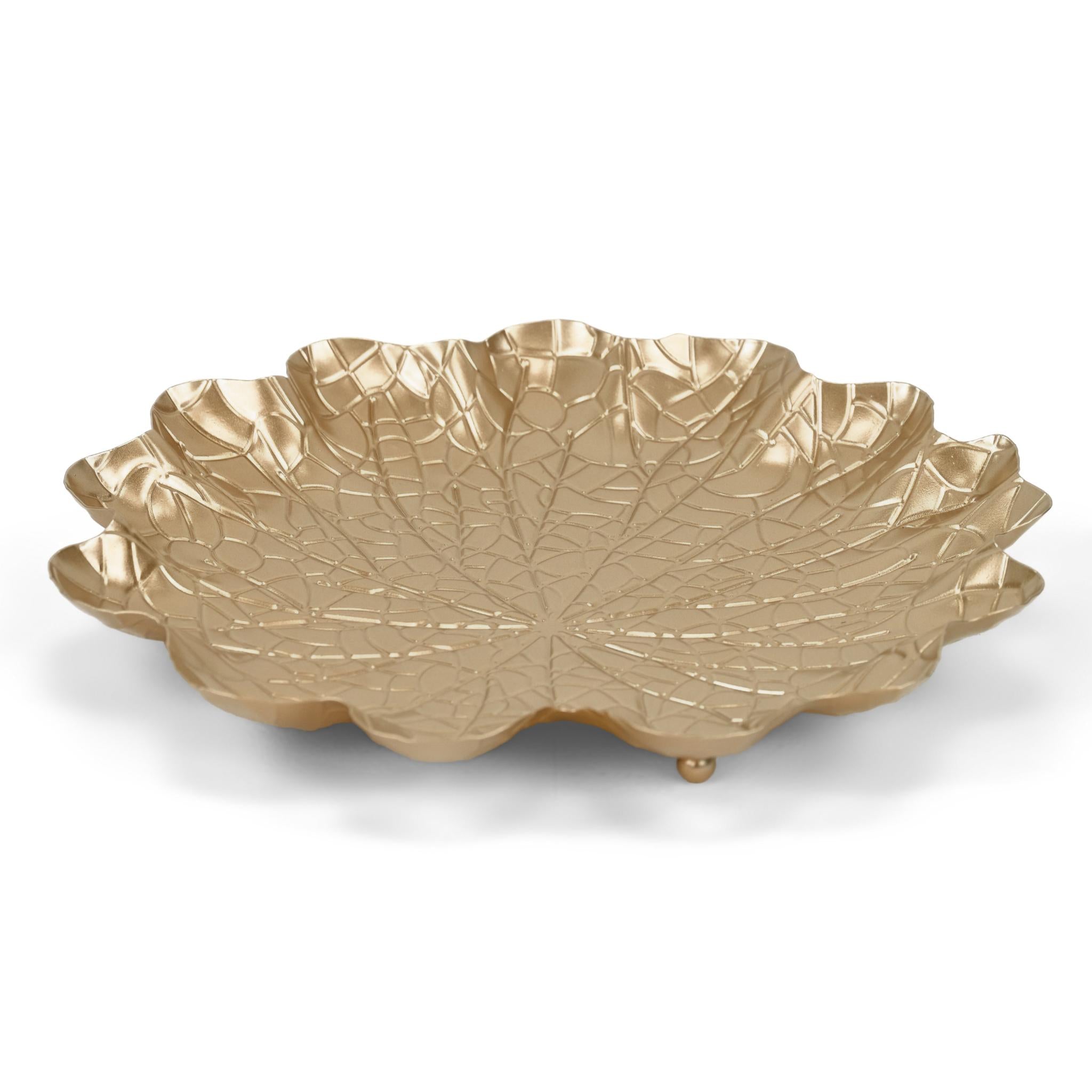 12" Gold Metal Handmade Lily Pad Vanity Tray