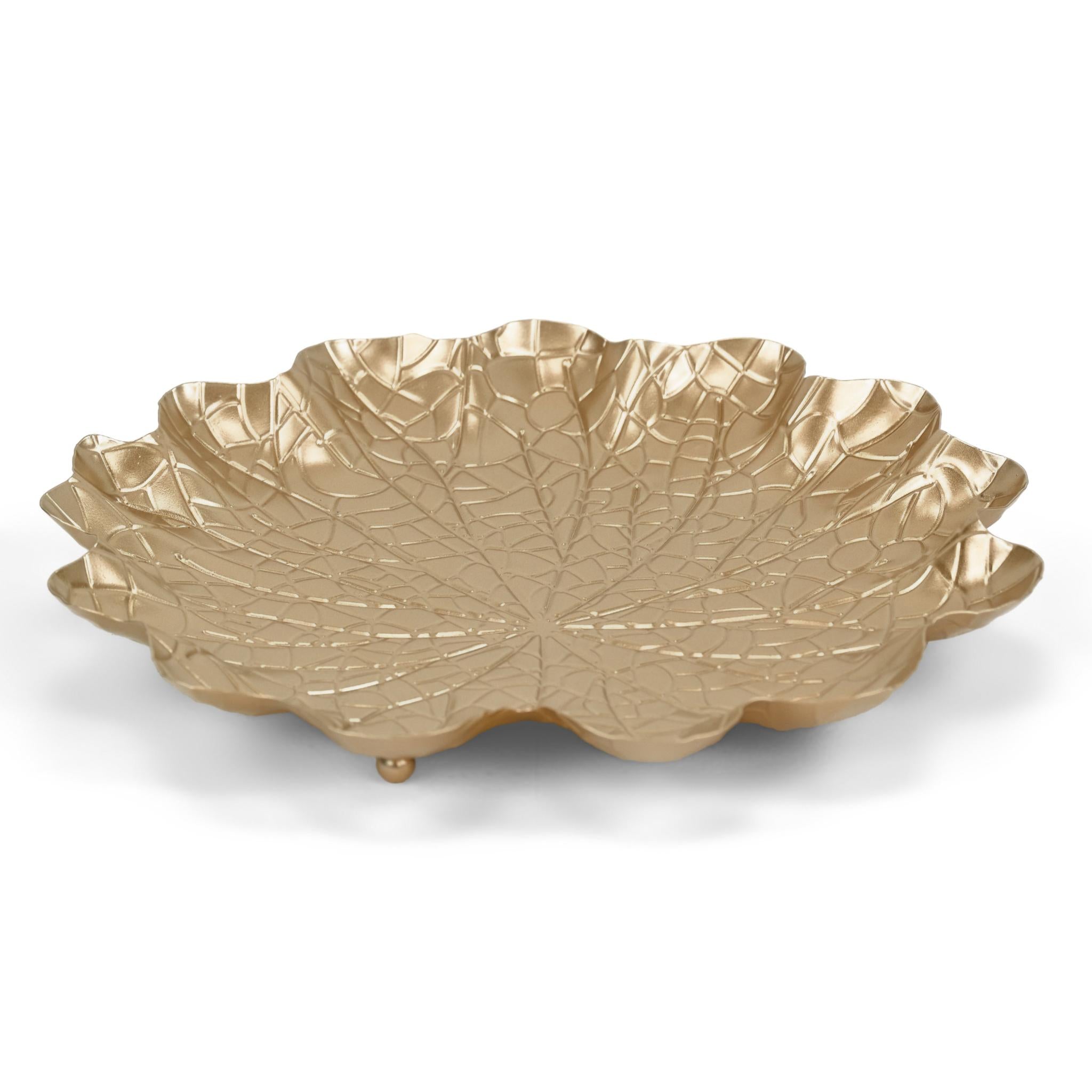 12" Gold Metal Handmade Lily Pad Vanity Tray