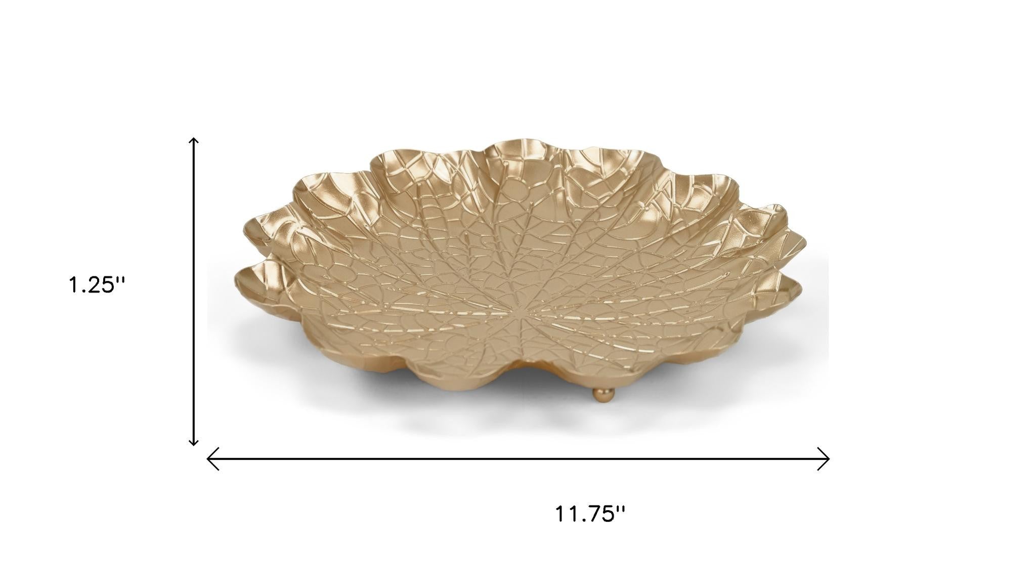 12" Gold Metal Handmade Lily Pad Vanity Tray