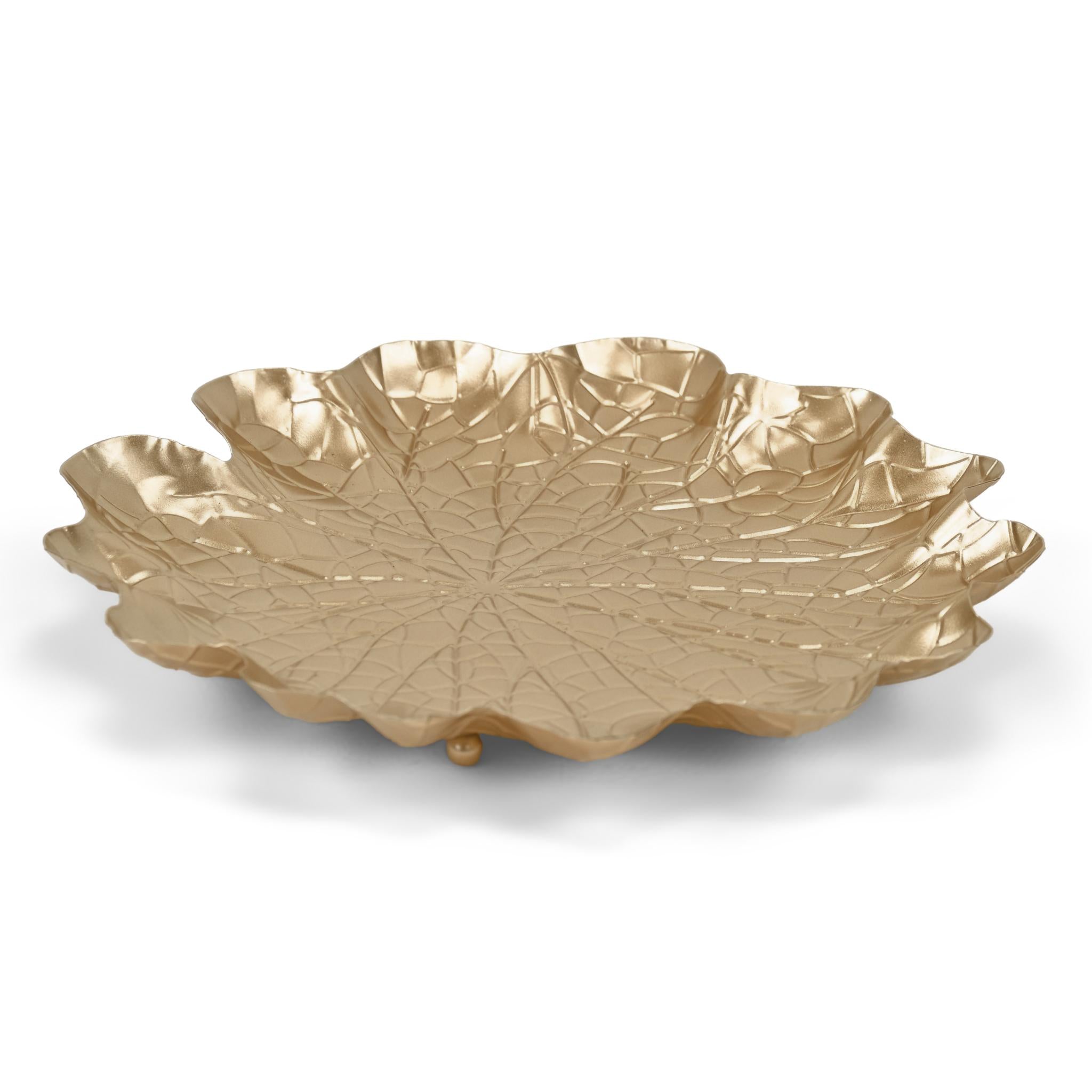 12" Gold Metal Handmade Lily Pad Vanity Tray