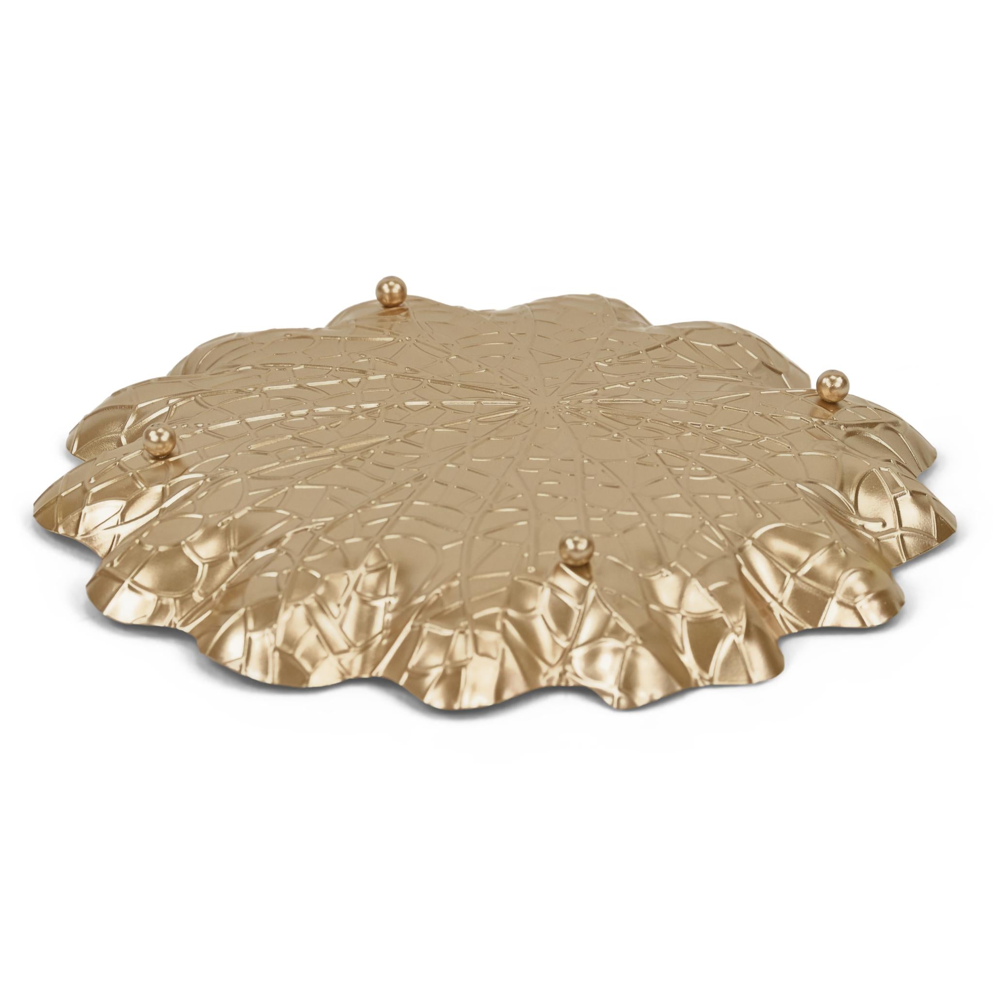 12" Gold Metal Handmade Lily Pad Vanity Tray