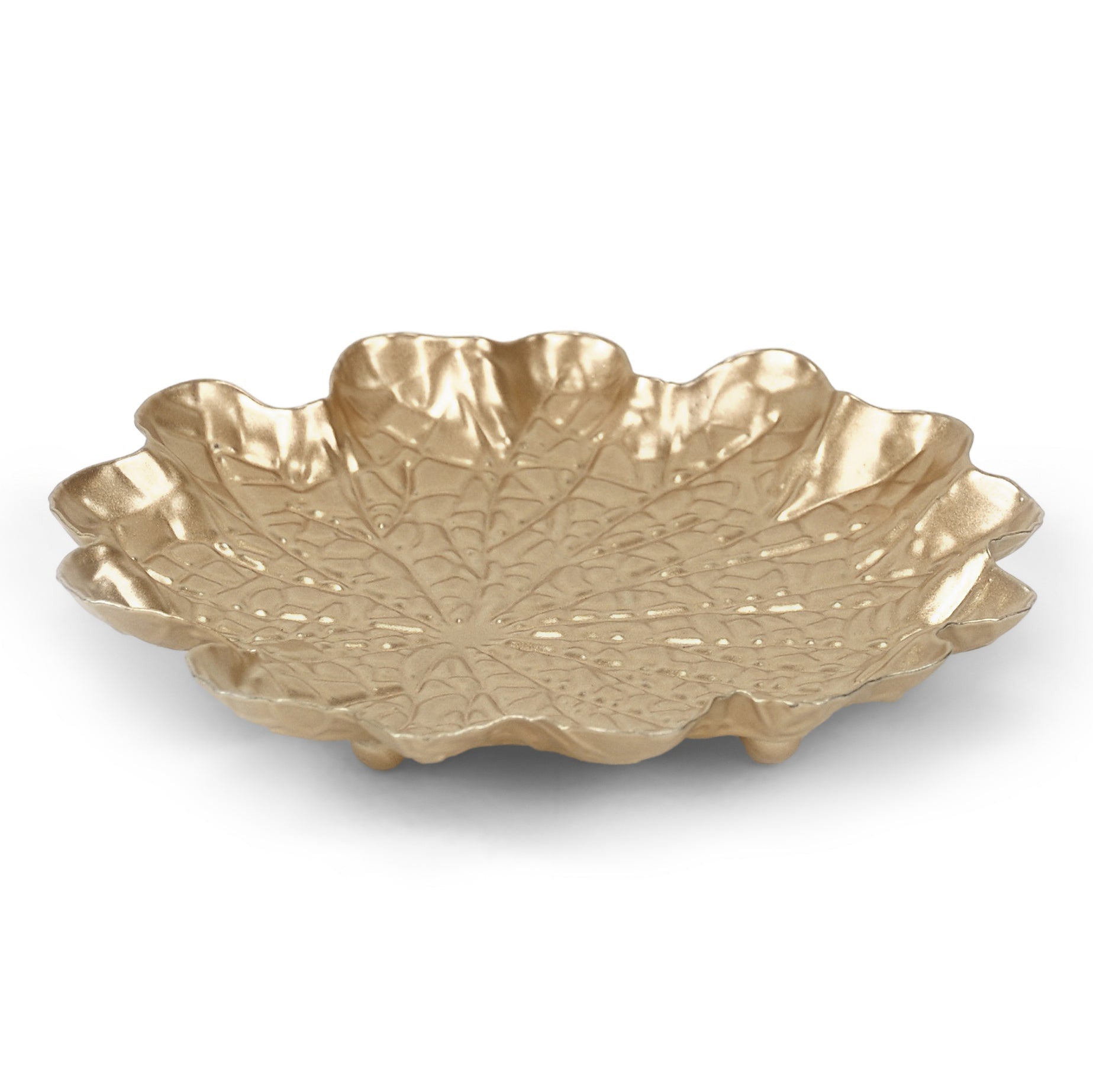 6" Gold Metal Handmade Lily Pad Trinket Tray