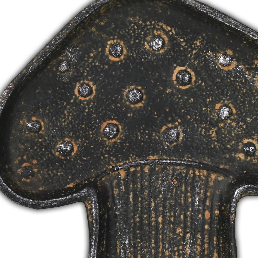 7" Black And Gold Cast Iron Handmade Mushroom Trinket Tray