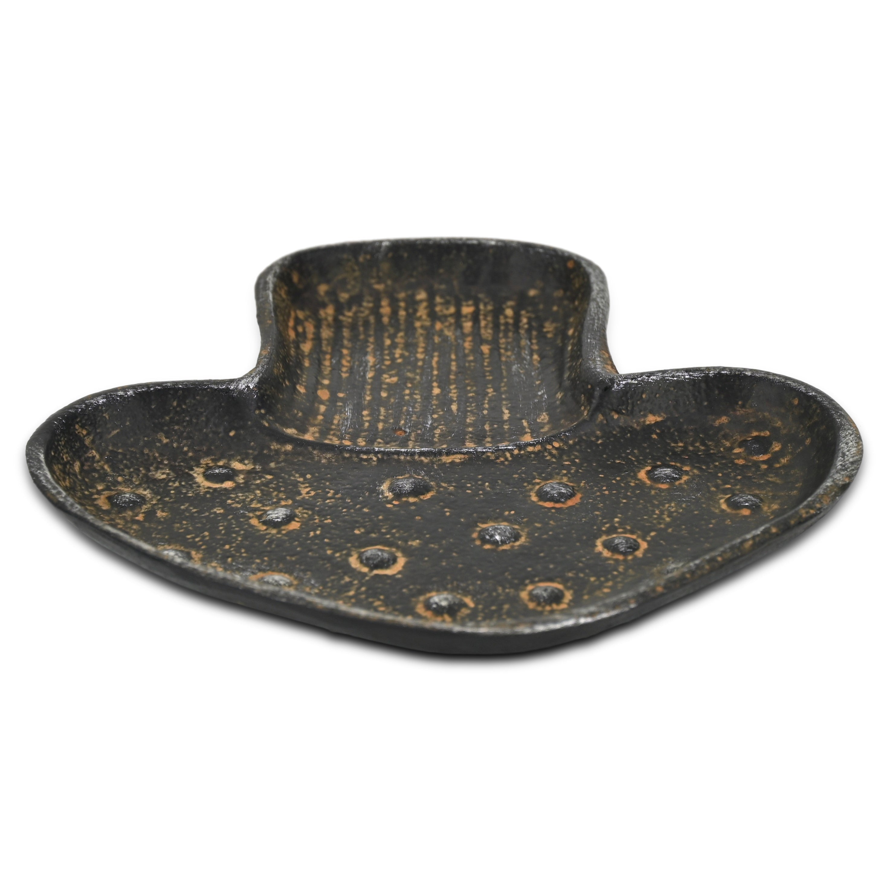 7" Black And Gold Cast Iron Handmade Mushroom Trinket Tray