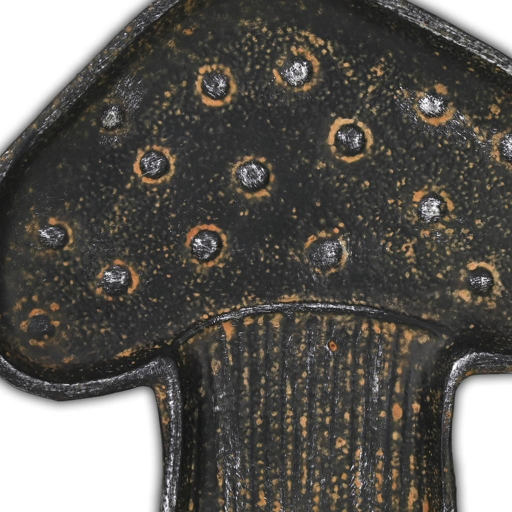 7" Black And Gold Cast Iron Handmade Mushroom Trinket Tray