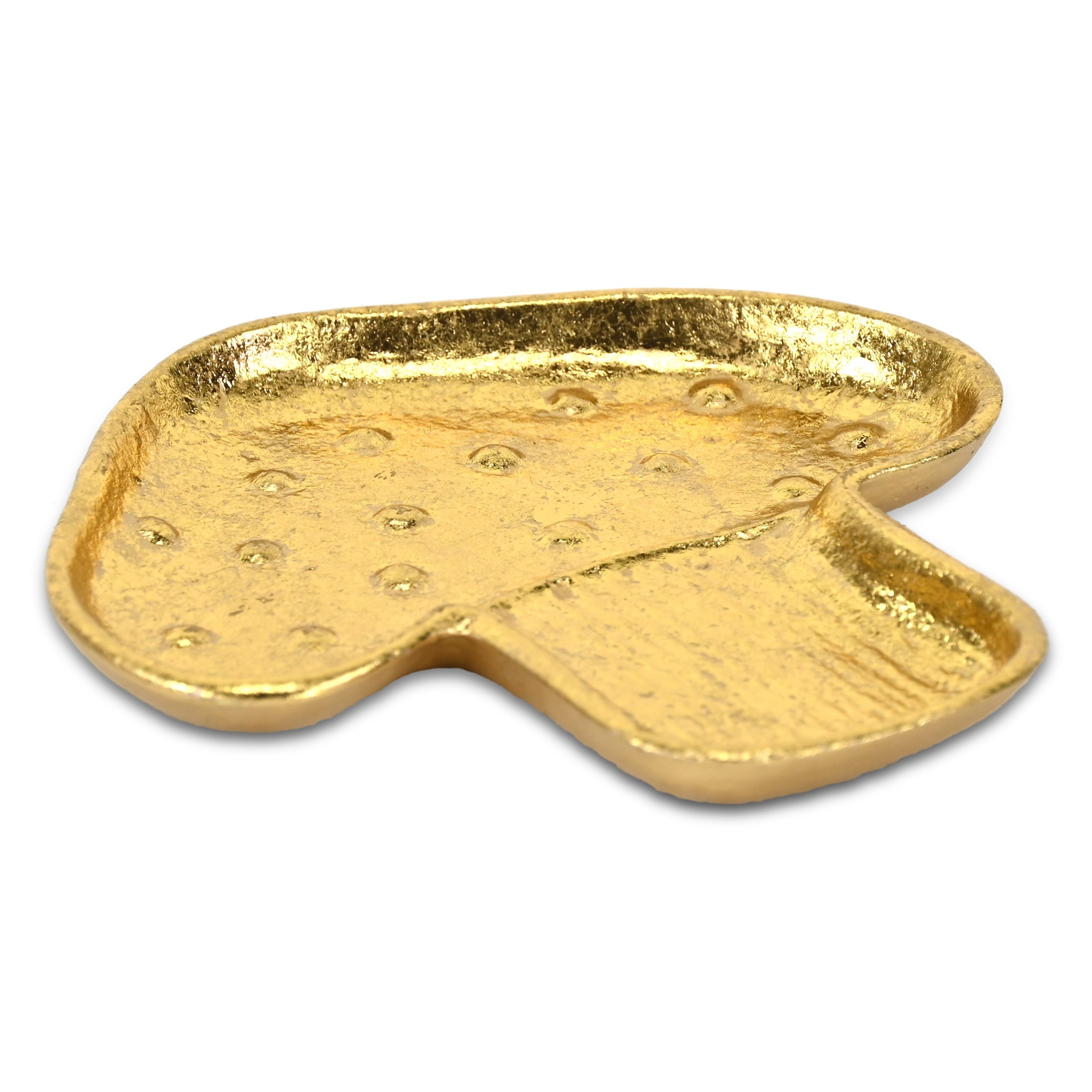 7" Gold Cast Iron Handmade Mushroom Trinket Tray