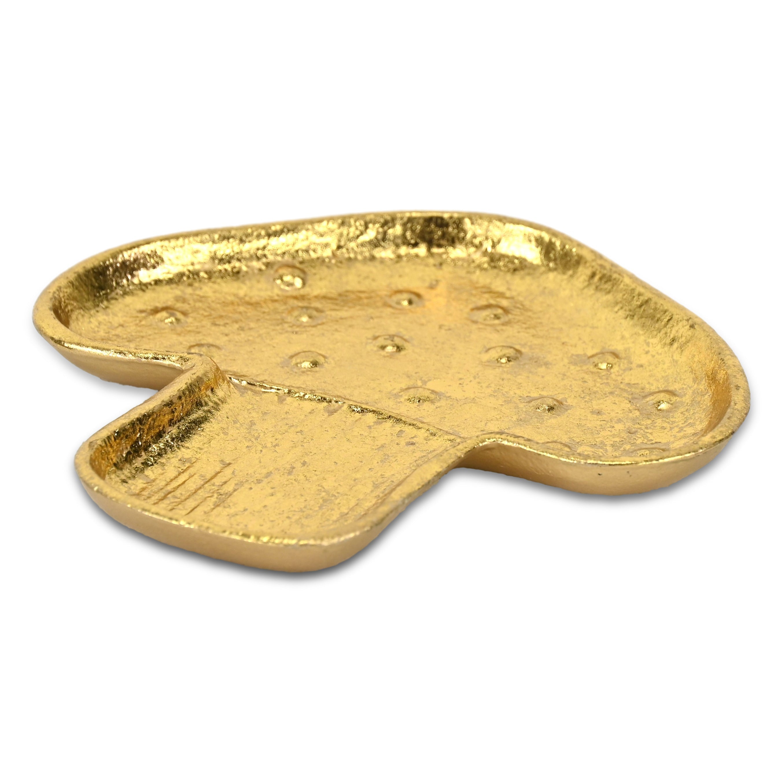 7" Gold Cast Iron Handmade Mushroom Trinket Tray