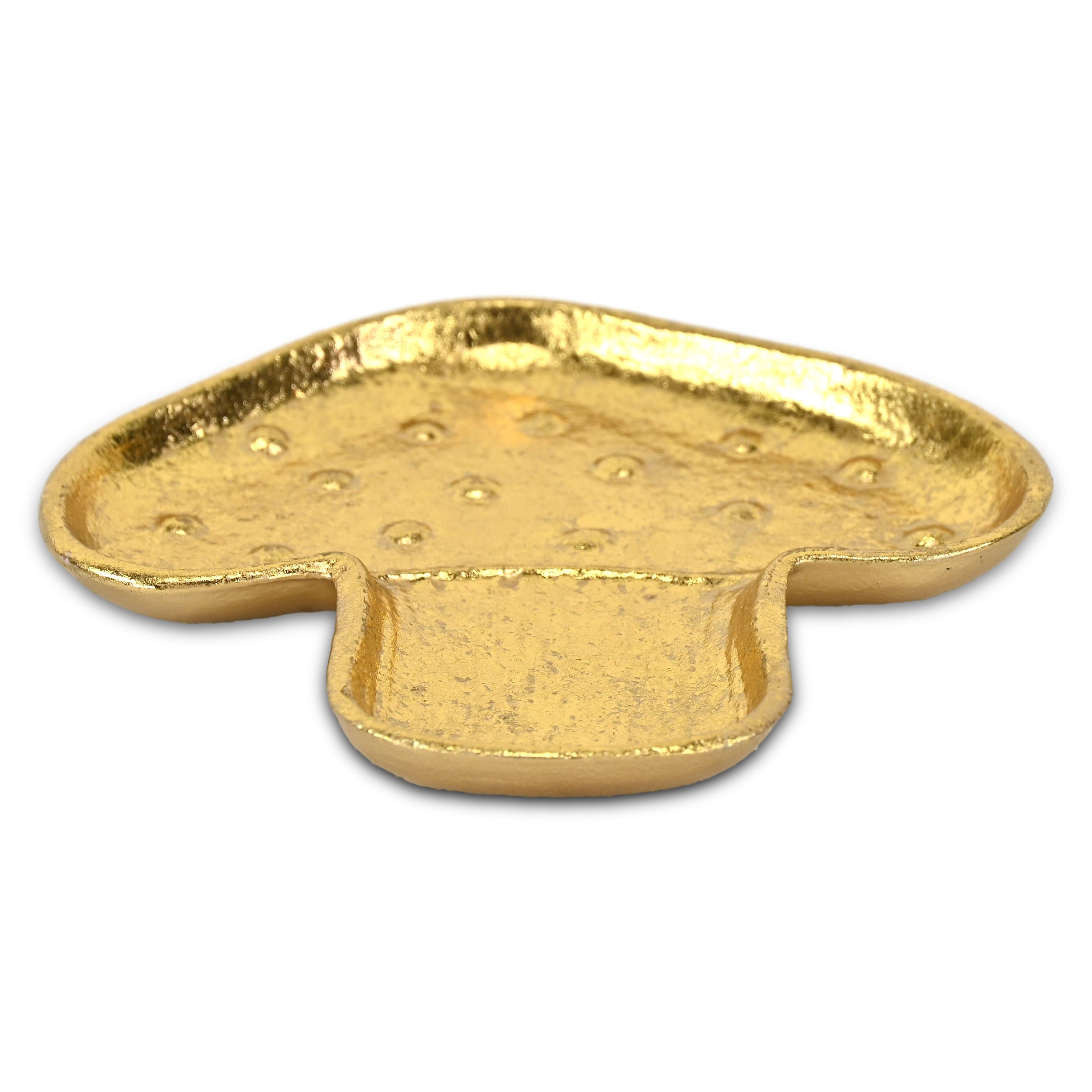 7" Gold Cast Iron Handmade Mushroom Trinket Tray