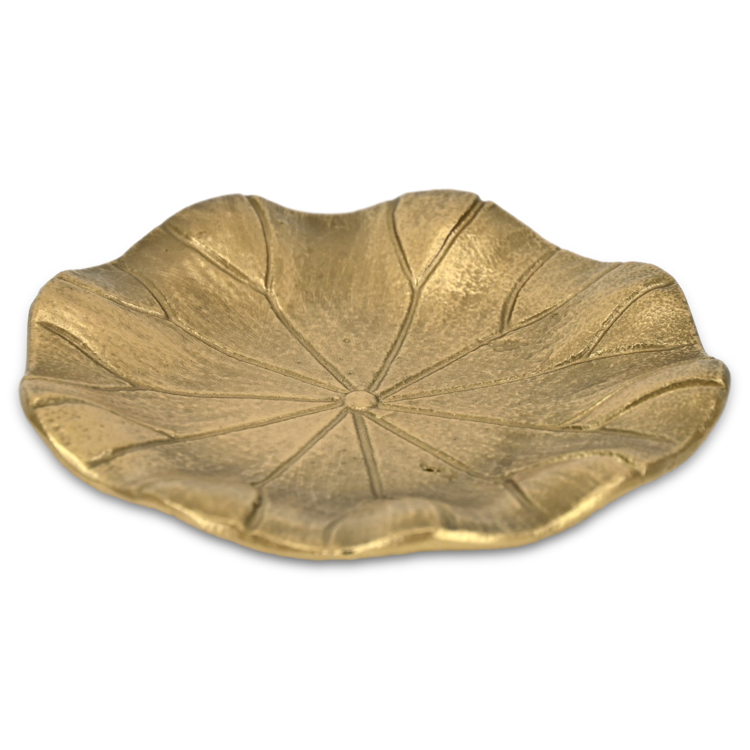 6" Gold Cast Iron Lily Pad Trinket Tray
