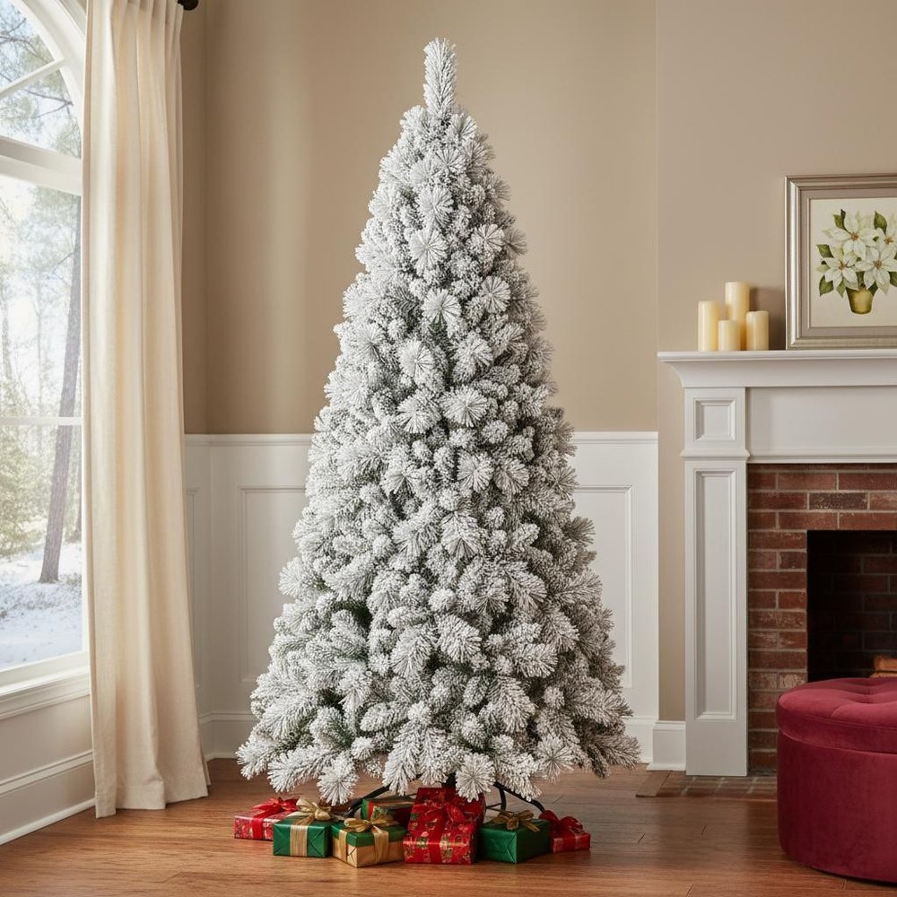 6' Full Flocked Pine Christmas Tree
