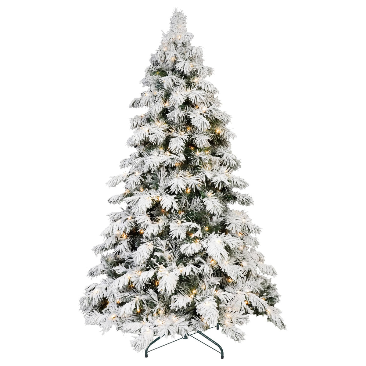 8' Pre Lit Full Flocked Pine Christmas Tree