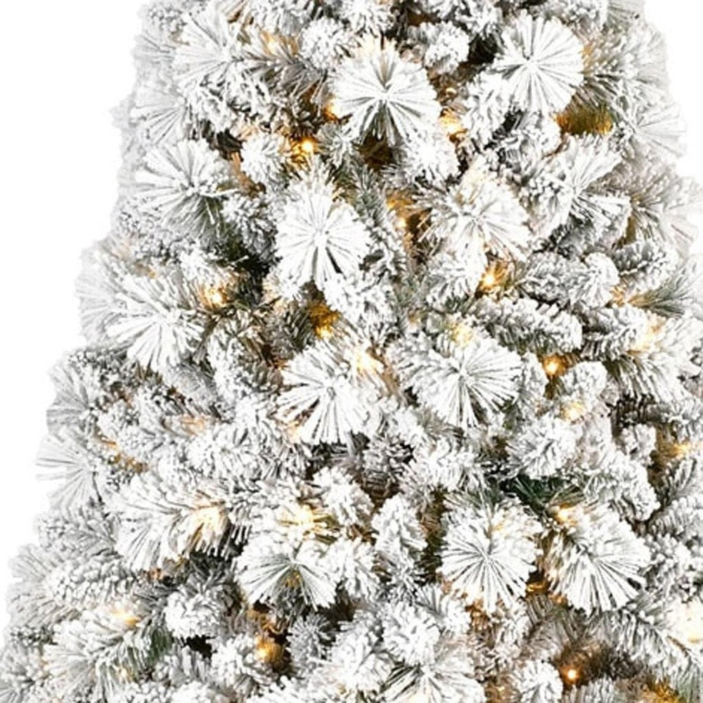 6' Pre Lit Full Flocked Fir Christmas Tree