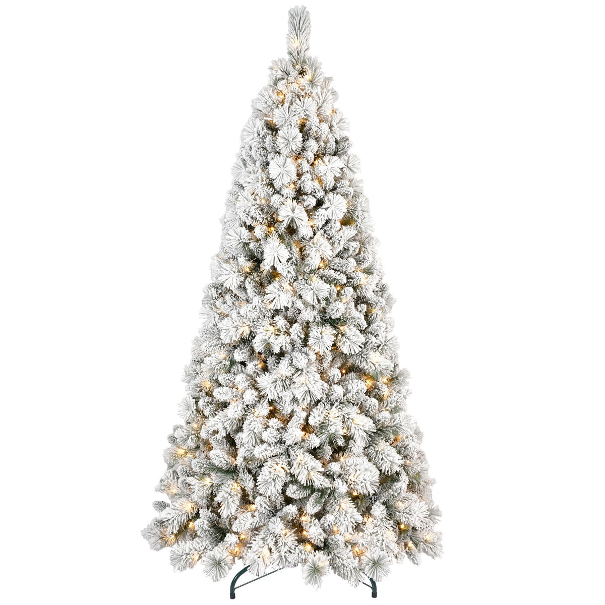 8' White Pre Lit Full Pine Christmas Tree