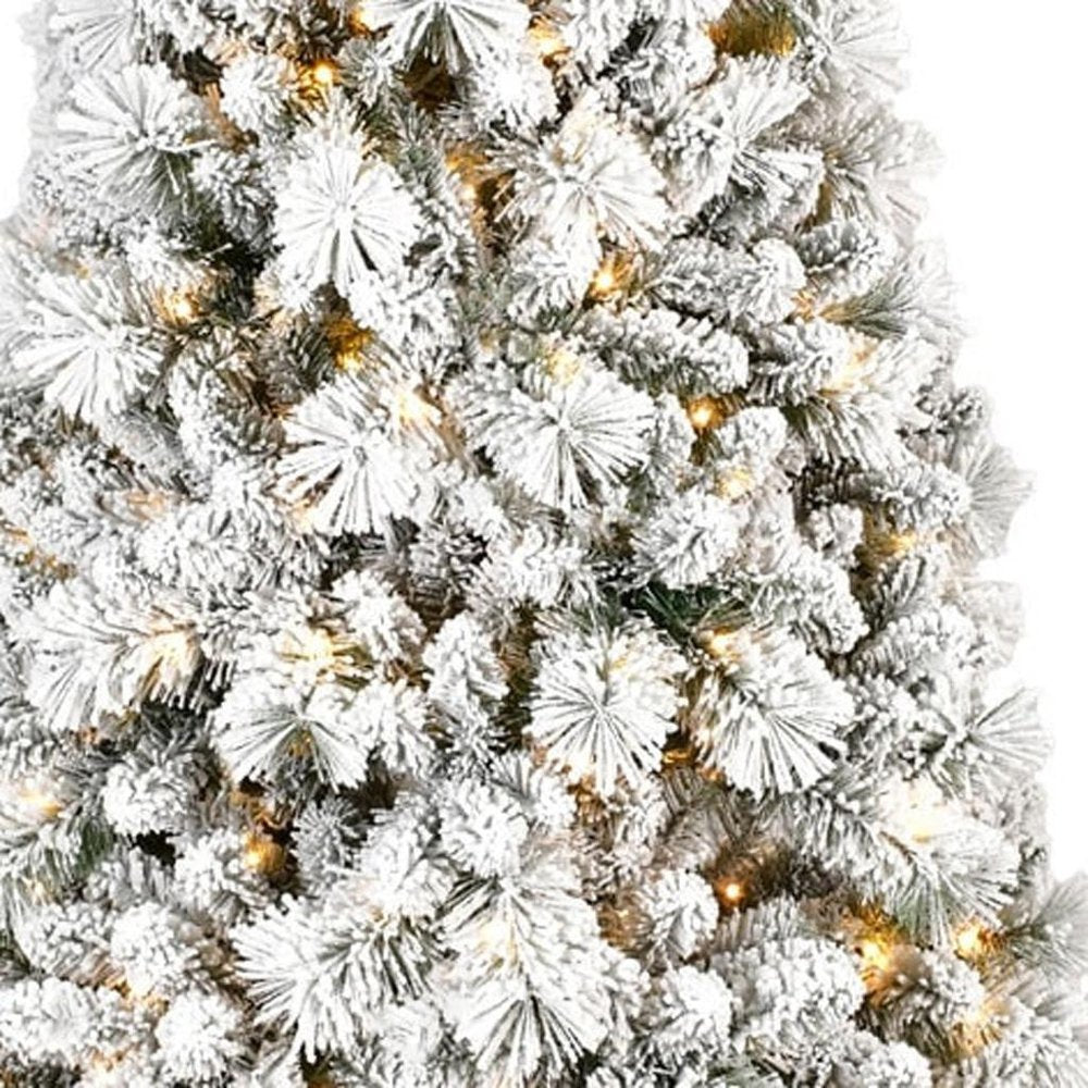 6' Pre Lit Full Flocked Fir Christmas Tree