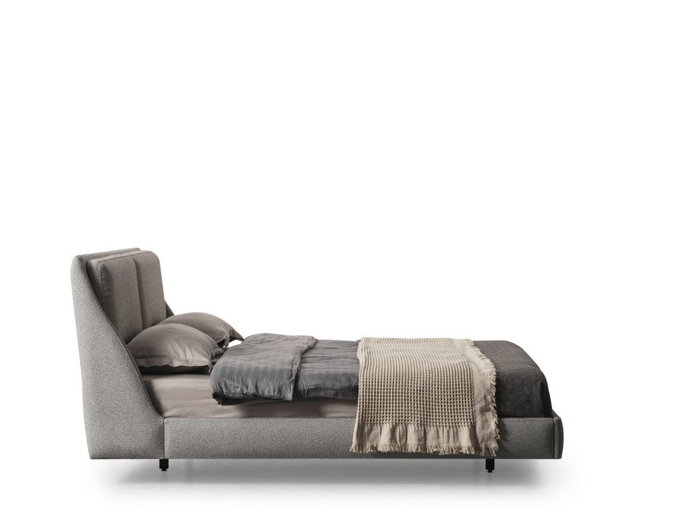 Gray Linen Upholstered King Bed Frame