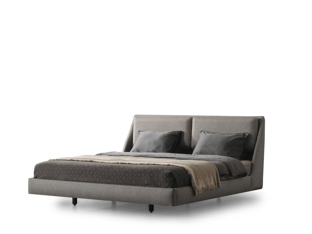 Gray Linen Upholstered King Bed Frame