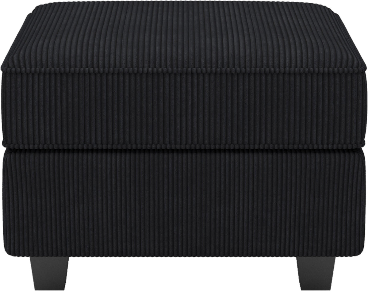26" Black Corduroy Ottoman With Storage