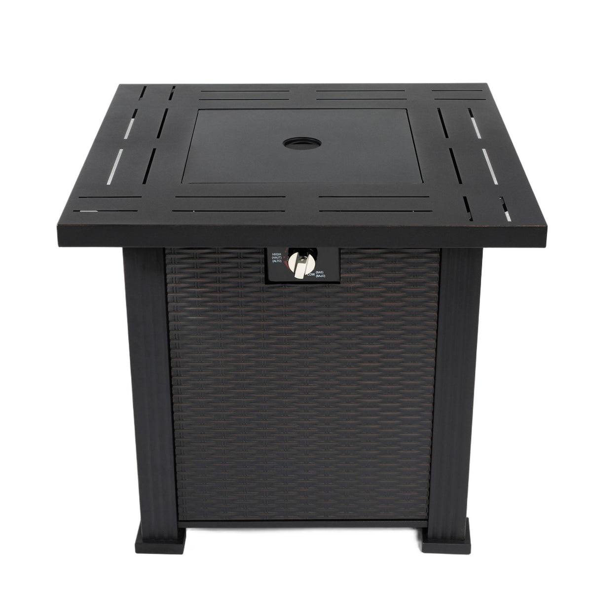 50000 BTU 28" Black Steel Propane Square Fire Pit Table With Cover